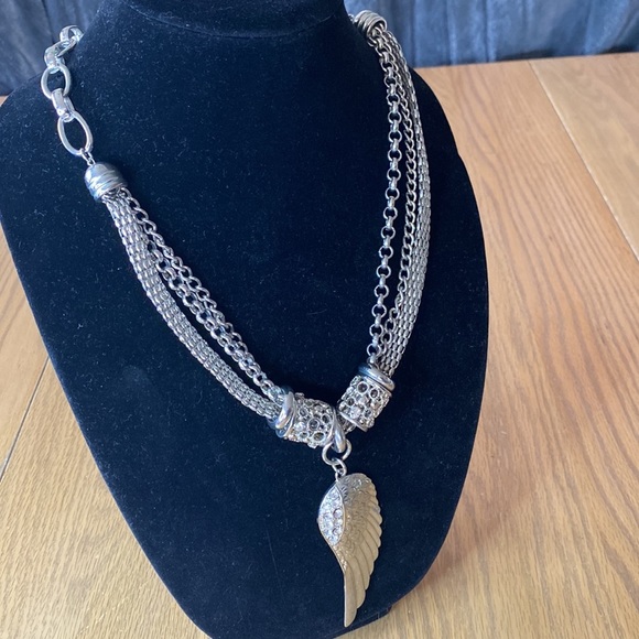 Silver Angel Wing with Rhinestones. - Picture 1 of 4